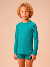 Ladda in bilden i gallerivisningen, Gallery: Uv Line Rashguard Longsleeve Uvpro Kids Green Sea Upf50+
