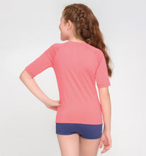 Ladda in bilden i gallerivisningen, Model Back: Uv Line Rashguard T-Shirt Uvpro Kids Coral Upf50+
