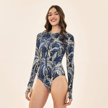 Ladda in bilden i gallerivisningen, Image 02: Uv Line Badeanzug Swimsuit Macae Coconut Palms Navy Blue Upf50+
