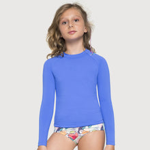 Ladda in bilden i gallerivisningen, Gallery: Uv Line Rashguard Camiseta Kids Uvpro Ml Azul Bic Upf50+
