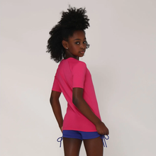 Ladda in bilden i gallerivisningen, Model Back: Uv Line Rashguard Camiseta Kids Uvpro Mc Pink Upf50+
