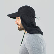 Ladda in bilden i gallerivisningen, Model Back: Uv Line Legionärshut Neck Cap Africa 2021 Masc Black Upf50+
