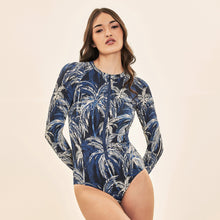 Ladda in bilden i gallerivisningen, Image 04: Uv Line Badeanzug Swimsuit Macae Coconut Palms Navy Blue Upf50+
