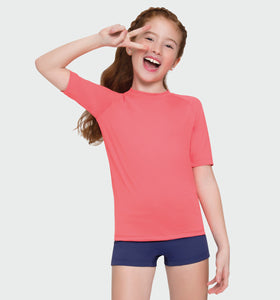 Barn FPU50+ Uvpro kortärmad T-shirt Coral Uv