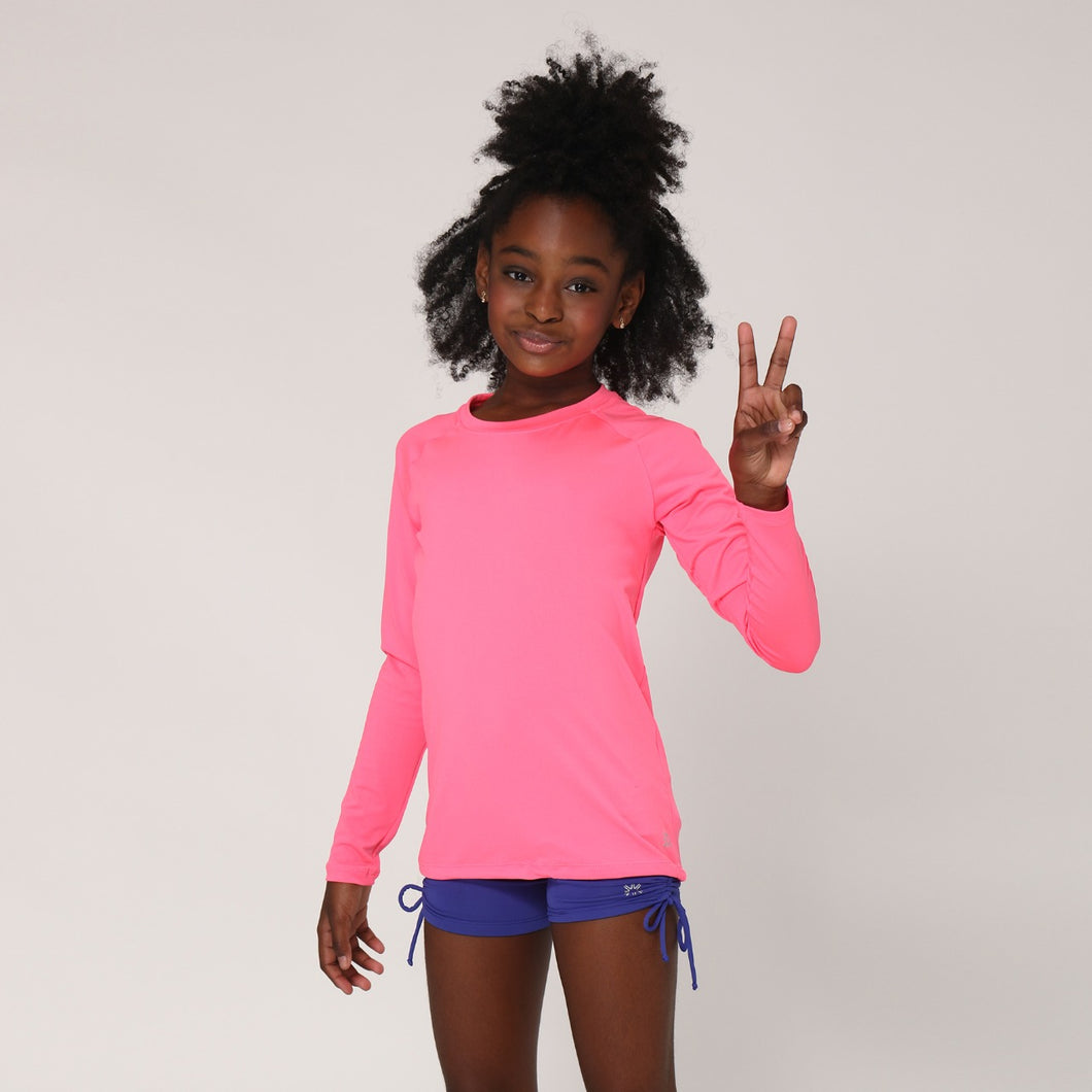 Model Front: Uv Line Rashguard Camiseta Uvlight Pink Fluor Spf50+