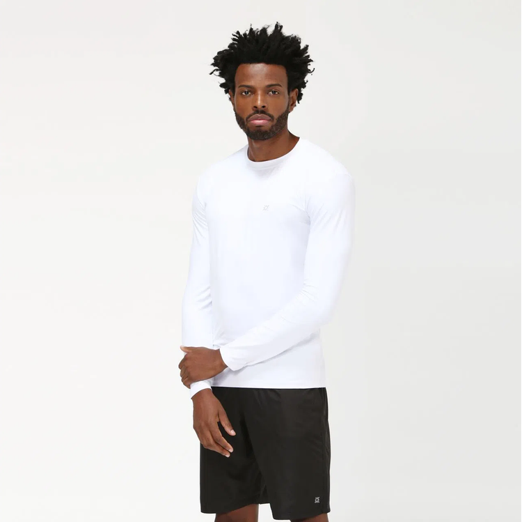 Model Front: Uv Line Rashguard Men Fpu50+ Uvpro Long Sleeve T-Shirt White Uv