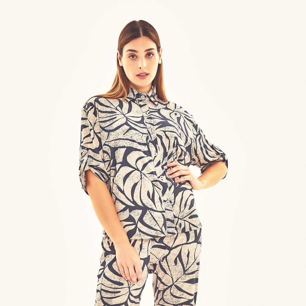 Model Front: Uv Line Strandtop Shirt Copa Costela Off White Upf50+