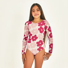 Ladda in bilden i gallerivisningen, Model Front: Uv Line Mädchen-Badeanzug Swimsuit Flores Upf50+
