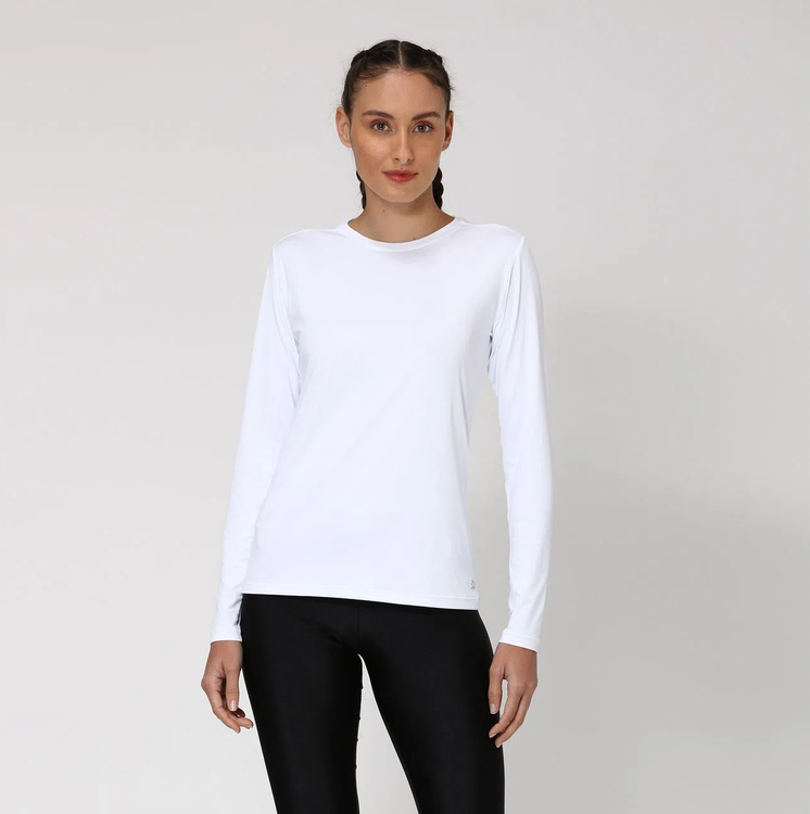 Model Front: Uv Line Rashguard Women Fpu50+ Uvpro Long Sleeve T-Shirt White Uv